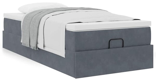 Osmanský rám postele s matrací tmavě šedá 80x200cm samet 3311148