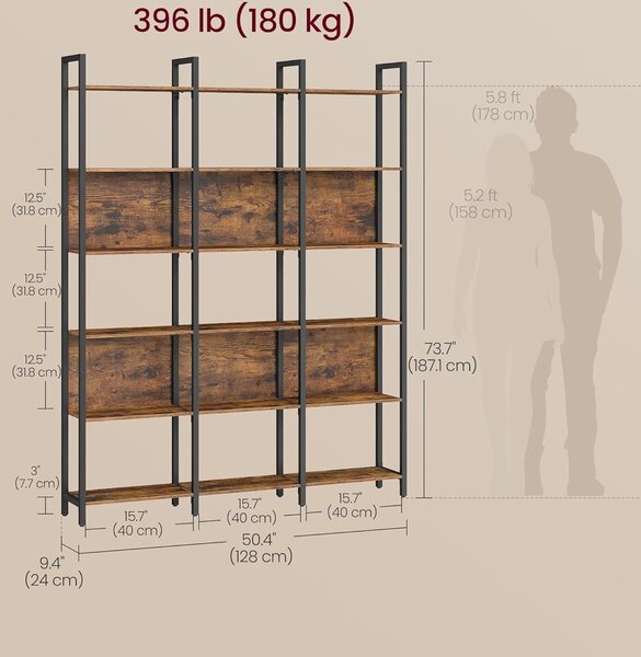 SONGMICS Knihovna Vasagle Eleven 128 cm černá/hnědá