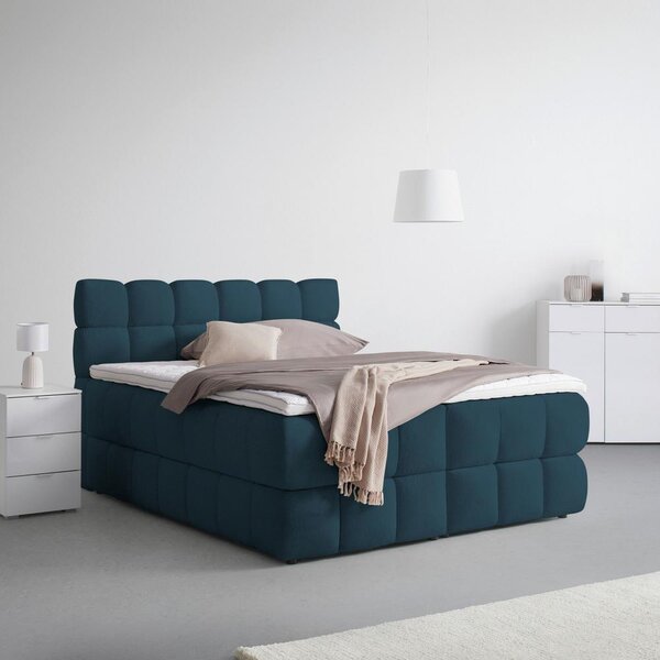 Boxspring postel BUBBLE BOX 160/200 cm, modrá