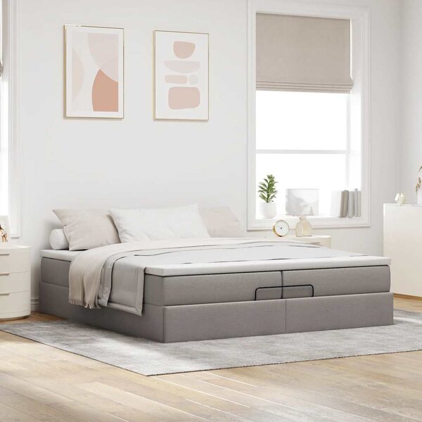 Osmanský rám postele s matracíes taupe 200x200cm textil 3311138