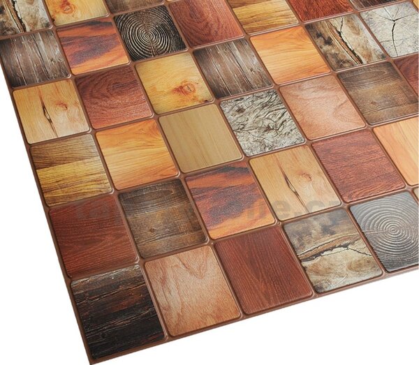 Obkladové panely 3D PVC TP10013962, rozměr 955 x 480 mm, dřevěný trám mořený, GRACE