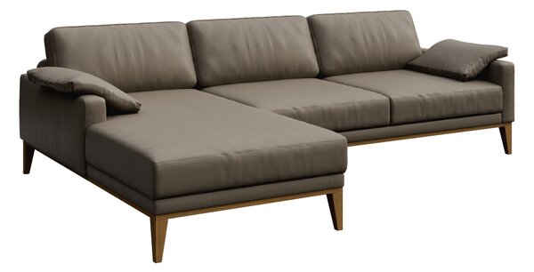 Světle hnědá kožená rohová pohovka MESONICA Musso, levá, 248 cm