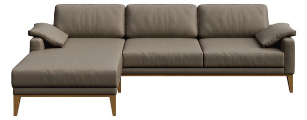 Světle hnědá kožená rohová pohovka MESONICA Musso, levá, 248 cm