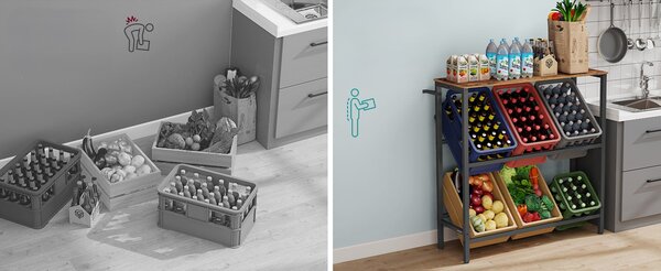 SONGMICS Kuchyňský regál na přepravky Jogin 105,4 cm černý/hnědý