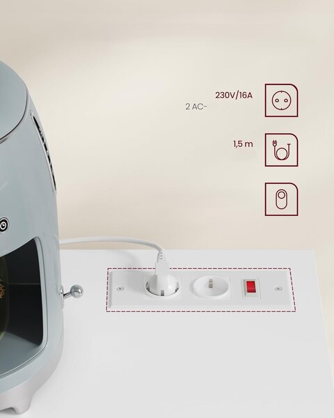SONGMICS Kuchyňský regál s integrovanou napájecí lištou Vasagle Morja 90 cm bílý