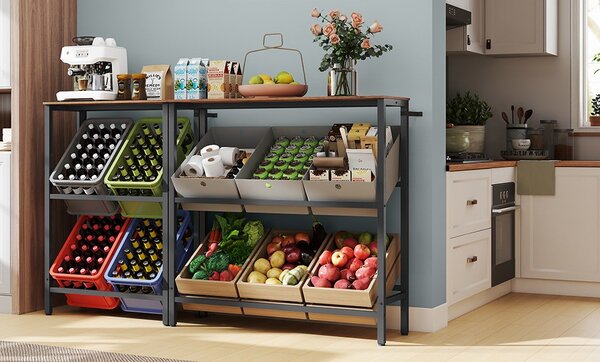 SONGMICS Kuchyňský regál na přepravky Jogin 105,4 cm černý/hnědý