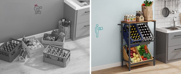 SONGMICS Kuchyňský regál na přepravky Jogin 70,4 cm černý/hnědý