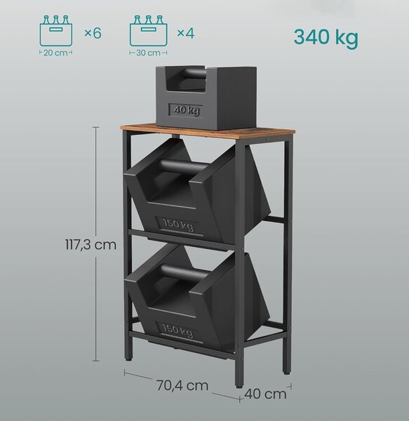 SONGMICS Kuchyňský regál na přepravky Jogin 70,4 cm černý/hnědý