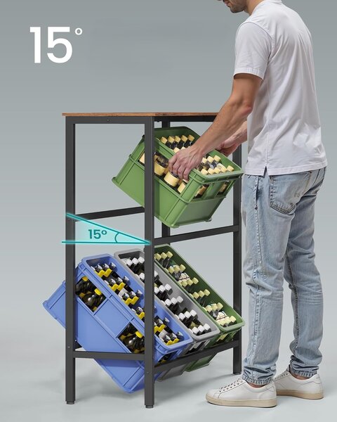 SONGMICS Kuchyňský regál na přepravky Jogin 105,4 cm černý/hnědý