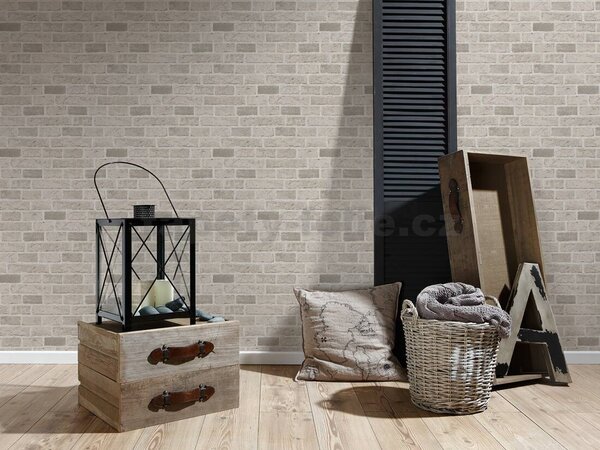 Papírové tapety na zeď IL DECORO 7798-30, rozměr 10,05 m x 0,53 m, cihly světle hnědé, A.S.Création