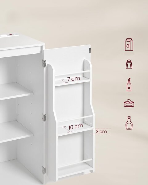SONGMICS Kuchyňský regál s integrovanou napájecí lištou Vasagle Morja 90 cm bílý