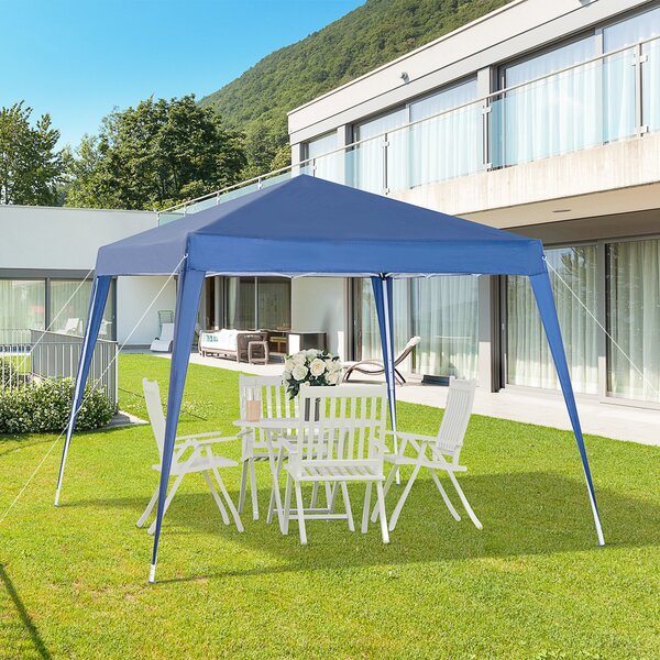 Skládací stan Outsunny 2,4x2,4m, zahradní altán, voděodolný, rychloupínací design, ocelový rám a Oxfordská tkanina pro venkovní použití, modrý | Aosom