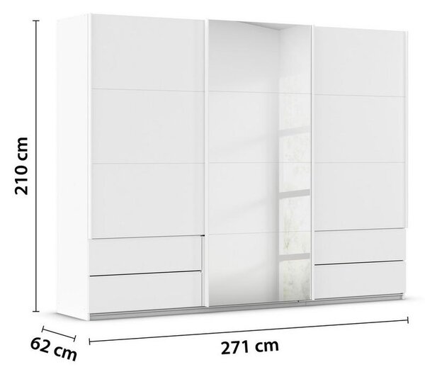 Skříň s posuvnými dveřmi ELARA alpská bílá/zrcadlo, š. 271 cm