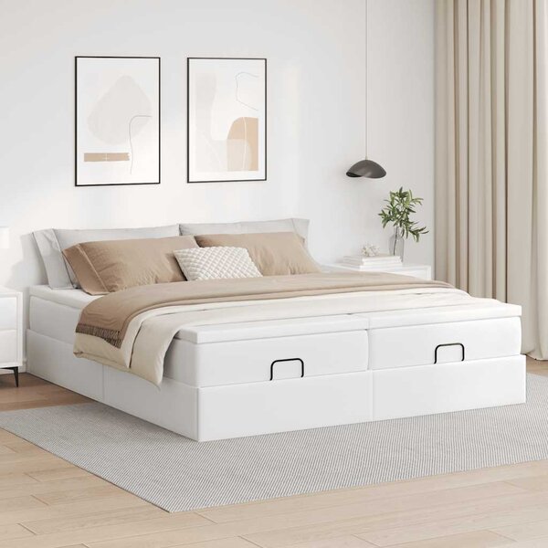 Osmanský rám postele s matrací bílý 180x200cm umělá kůže 3311225