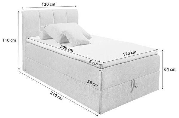 Boxspring postel GRANADA hnědá 120x200 cm
