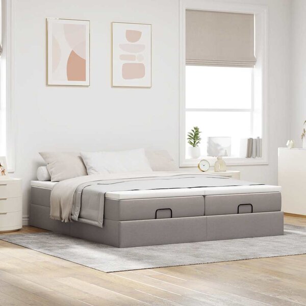 Osmanský rám postele s matrací taupe 160x200cm textil 3311238
