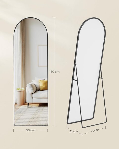 SONGMICS Volně stojící zrcadlo Bleer 160 cm černé IV