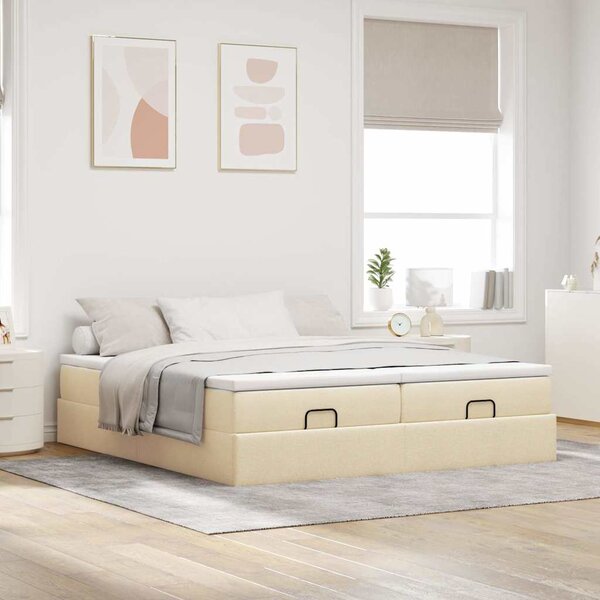 Osmanský rám postele s matrací krémová 180x200cm textil 3311246