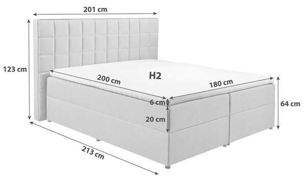 Boxspring postel ALASKA 180x200 cm antracit