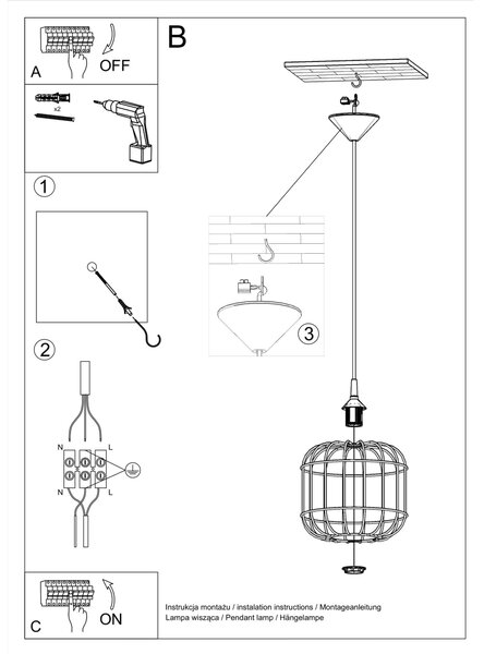 Sollux Lighting Závěsná lampa CELTA bílá