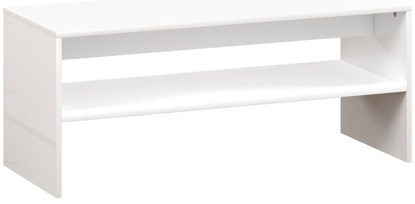 HOMCOM Konferenční stolek Boční stolek s otevřeným úložným prostorem 100x40x41,5 cm Lesklá bílá | Aosom