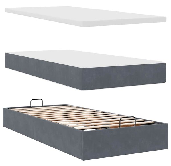 Osmanský rám postele s matracíes tmavě šedá 160x200cm samet 3311256