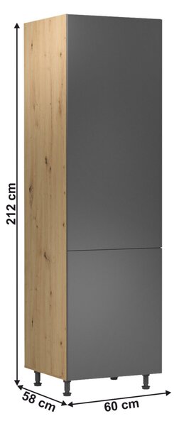 Potravinová skříňka s policemi, dub artisan/šedý mat, univerzální, LANGEN D60R