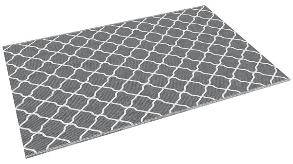 Outsunny Zahradní Koberce 182x274 cm Reverzibilní Koberec se Geometrickým Vzorem Voděodolný pro Terasu, Balkon, Patio, Kempování a Pláž Šedý a Bílý |
