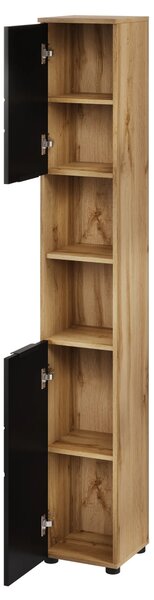 Szynaka Vysoká koupelnová skříňka Mazi 70 30 cm dub Wotan/černá