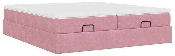 Osmanský rám postele s matracíes růžová 180x200cm samet 3311266