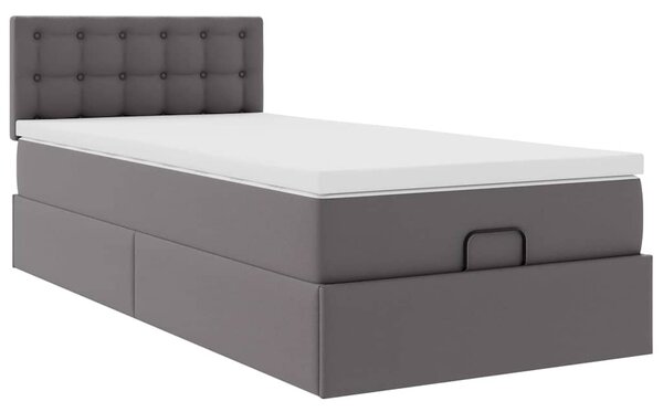 Osmanský rám postele s matrací šedá 90x190cm umělá kůže 3312130