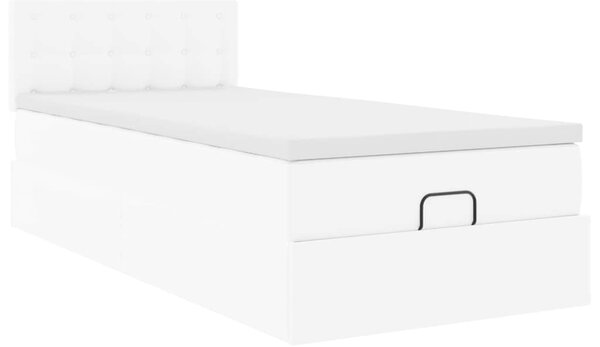 Osmanský postel s matrací bílý 80x200cm umělá kůže 3311274