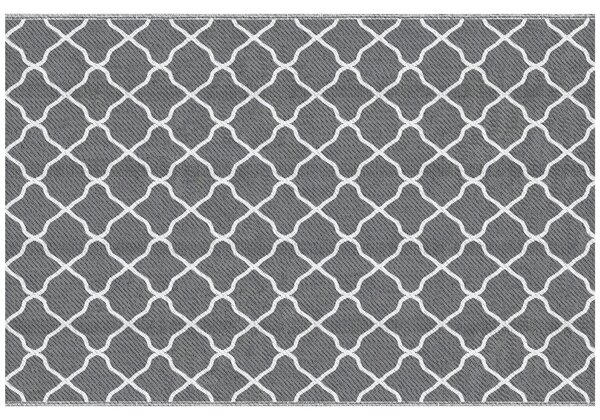 Outsunny Zahradní Koberce 182x274 cm Reverzibilní Koberec se Geometrickým Vzorem Voděodolný pro Terasu, Balkon, Patio, Kempování a Pláž Šedý a Bílý |