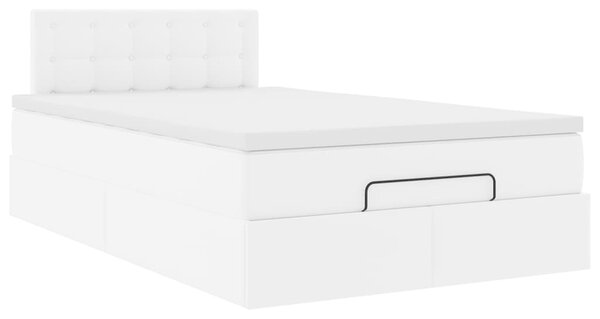 Osmanský rám postele s matrací bílý 120x190 cm umělá kůže 3311294