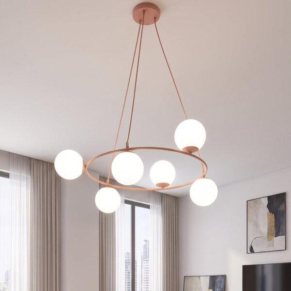Lustr na lanku AZURA 6xE14/10W/230V růžová/bílá