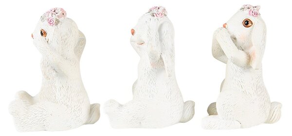 Dekorace 3ks králíčci nevidím, neslyším, nemluvím - 19*7*9 cm - Clayre & Eef