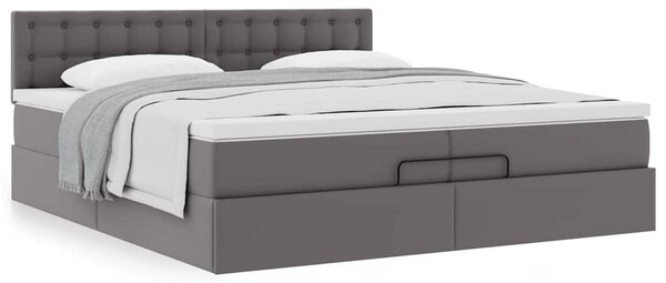 Osmanský rám postele s matrací šedá 200x200cm umělá kůže 3311326