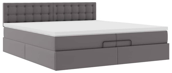 Osmanský rám postele s matrací šedá 200x200cm umělá kůže 3311326