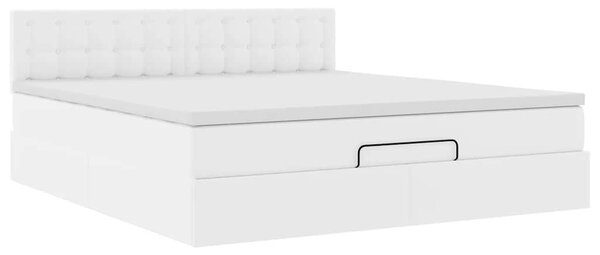 Osmanský rám postele s matrací bílý 160x200cm umělá kůže 3311314