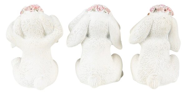 Dekorace 3ks králíčci nevidím, neslyším, nemluvím - 19*7*9 cm - Clayre & Eef