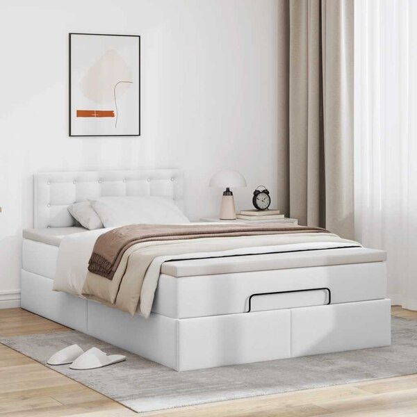Osmanský rám postele s matrací bílý 120x200cm umělá kůže 3311299
