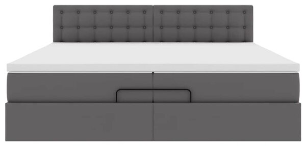 Osmanský rám postele s matrací šedá 200x200cm umělá kůže 3311326
