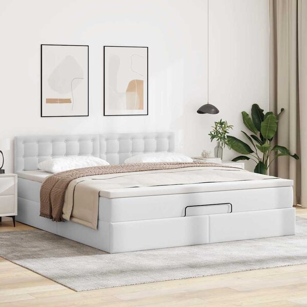 Osmanský rám postele s matrací bílý 160x200cm umělá kůže 3311314