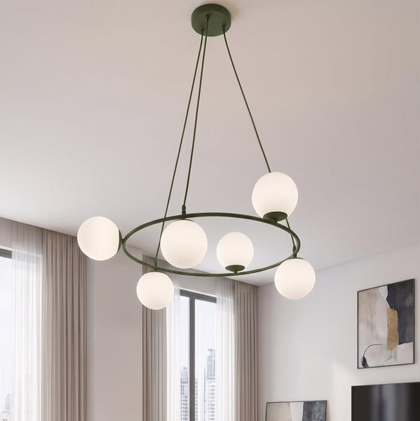 Lustr na lanku AZURA 6xE14/10W/230V zelená/bílá