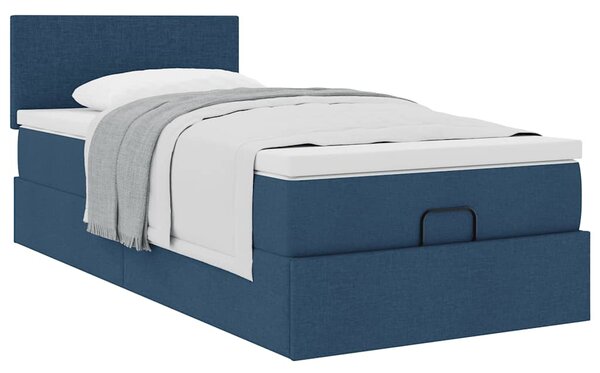 Osmanský postel s matrací modrá 90x200 cm textil 3311351
