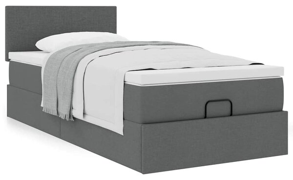 Osmanský rám postele s matrací tmavě šedá 80x200cm textil 3311332