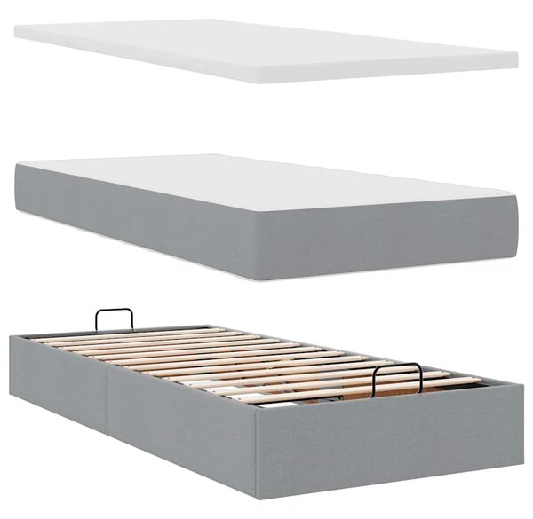 Osmanský rám postele s matrací světle šedá 80x200cm textil 3311331