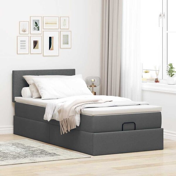 Osmanský rám postele s matrací tmavě šedá 80x200cm textil 3311332