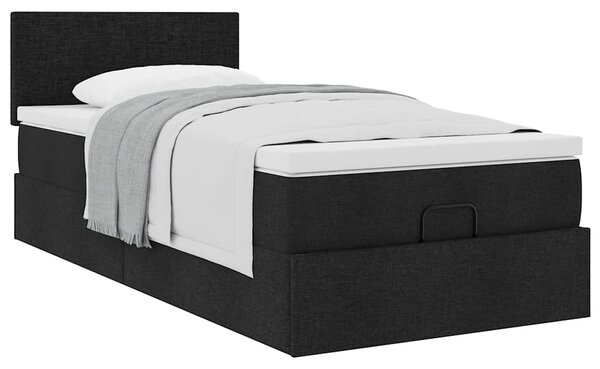 Osmanský rám postele s matrací černá 80x200cm textil 3311333