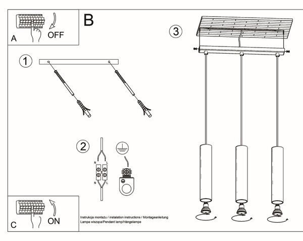 Sollux Lighting Závěsné svítidlo LAGOS 3L černé